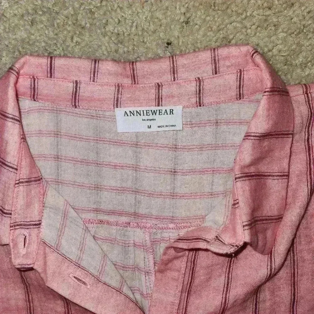 Anniewear Oversized Beach‎ Striped Pink Shirt Size Medium - Picture 4 of 4